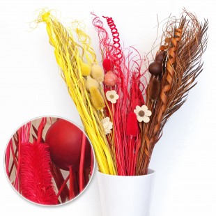 Buchet flori uscate decorative ROSU 55 cm